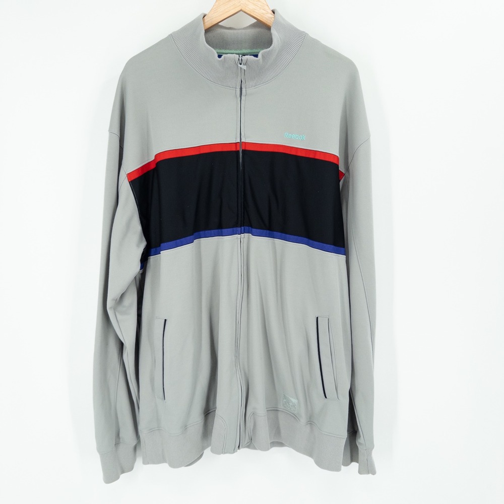 Y2K Reebok Orchard Street Track Jacket Mens 2XL Gray Oversized‎ Streetwear Retro